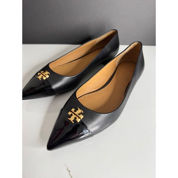 Tory Burch Everly Pointed Toe Flat Leather Shoes Black Size 6.5 New - Picture 6 of 8